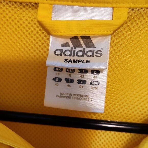 Adidas Sample Full Zip Windbreaker Track Jacket RARE Y2K Men's Size Med Yellow - Picture 5 of 16